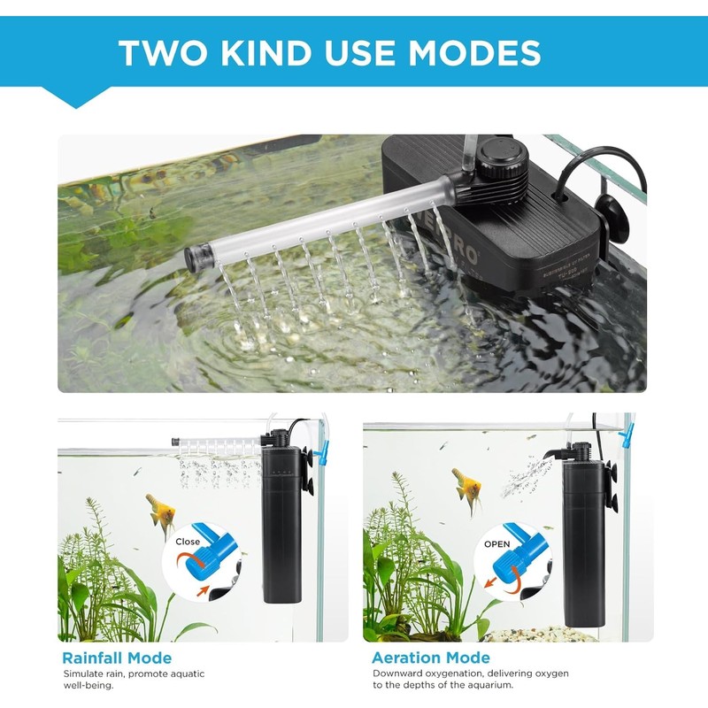Internal Fish Tank Filter with 5W UV Light, Multi Filter