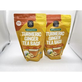 FGO Organic Turmeric Ginger Tea - Eco-Conscious Tea Bags - 200 Count - BB:03/2027