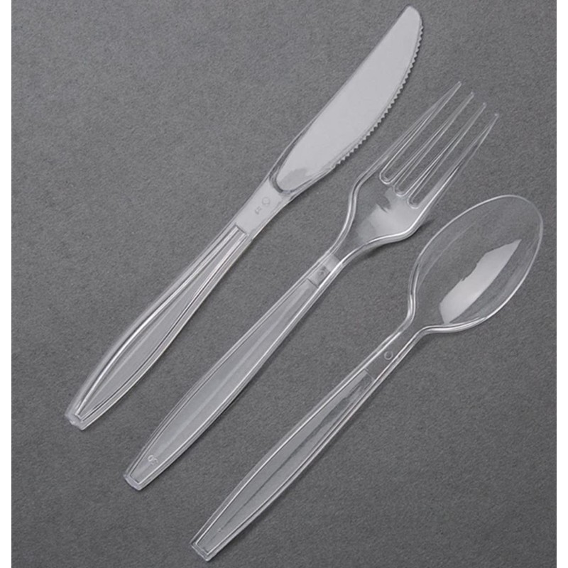50 Clear Plastic Forks Strong Heavy Duty (Washable & Reusable)