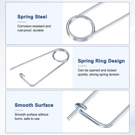 M METERXITY 8-Pack Brooch Shape Cotter Safety Pin, 3x63mm Spring Steel Pins Quick Lock Brooch Fastener for Garden/Lawn/Farm Hook, Heavy Retainer Clips