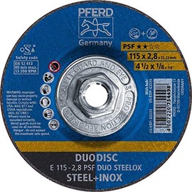 PFERD 63339 Duodisc Combination Cutting/Grinding Wheel, Type 27, Aluminum Oxide A, 4-1/2" Diameter x 1/8" Thick, 5/8-11" Thread, 13300 Max RPM (Pack of 10)