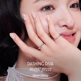 DASHING DIVA Magic Press Silver Dewey Nail Tips, 30 Tips, Magic Press Sliver Dewy 30 Tips