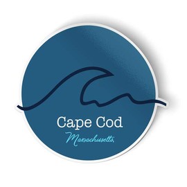 Squiddy Cape Cod Massachusetts Wave - Vinyl Sticker Decal for Phone, Laptop, Water Bottle (2.5" high)
