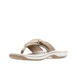 Clarks womens Breeze Sea Flip Flop, Taupe, 11 US