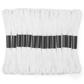 14 Skeins White Embroidery Floss: Embroidery Thread 120 Yards Friendship Bracelet String Cross Stitch Cotton Yarn for DIY Bracelet Making