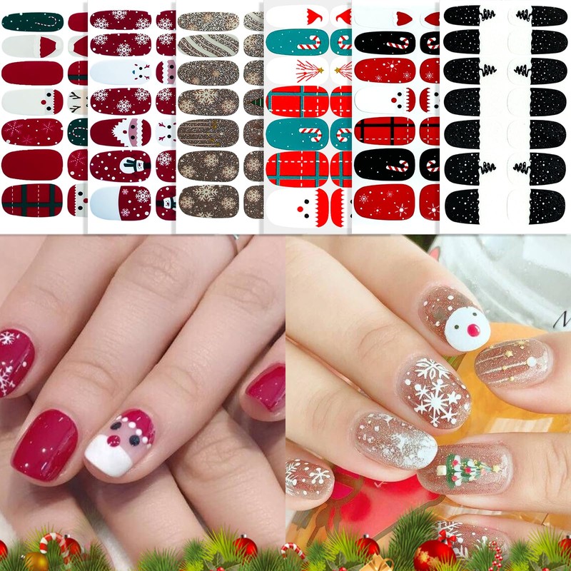 12 Sheets Halloween & Christmas Full Nail Wraps Stickers, Nail