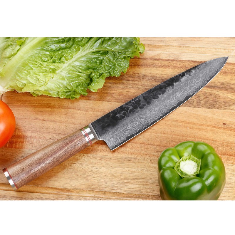 YOUSUNLONG Chef's Knives 8 inch Japanese Hammered Damascus American Walnut