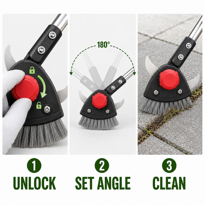 3-in-1 Adjustable Crack Weeder with Stainless Steel Scrapers and Wire