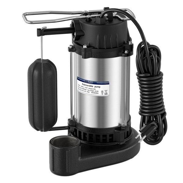 KAINGA 1/2 HP Sump Pump, 4400 GPH Automatic Stainless Steel