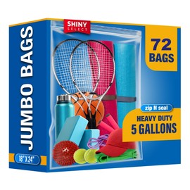 [PACK OF 72] Extra Large Food Storage Zipper Bags for Shipping, Packaging, Storage, Moving & Relocating 2 Mil., 18"x24", Spacious 5 Gallon