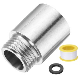 sourcing map Shower Head Extension Arm 35mm Length 201 Stainless Steel Shower Head Extender G1/2 Male to G1/2 Female Thread Straight Pipe Fitting Pipe Extension for Bathroom, Silver Tone