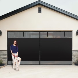 SmoothNovelty Privacy Magnetic Garage Door Screen for 2 Car Garage 16 x 7 ft Heavy Duty Weighted Bottom Screen Doors for Doorway to Keeps Bugs Out