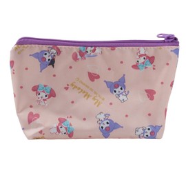 Kawaii Trapezoid Pouch - Small Mini Makeup Bag, Cosmetic Pouch, Toiletry Organizer, Aesthetic, and Travel-Friendly (My-Meloday, Kuormi-Bunny (Pink))