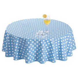Romanstile small round Table Cloth PVC 120 cm Blue wipe clean,plastic table cloths waterproof,Oil cloth Tablecloths for Coffee table,Gril Birthday Party Outdoor Wedding Garden Spring Sommer Children