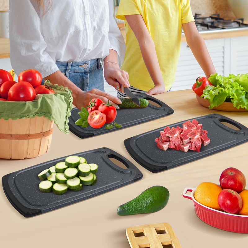 Romon Schneidebrett Kunststoff, 2 Stücke Schneidebretter Rutschfeste Griffe Cutting board,