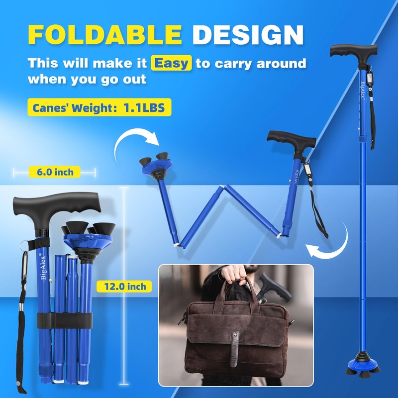 BigAlex Folding Walking Cane for Elderly Adjustable & Portable Walking