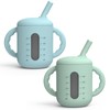 Seposeve 2 Pack Silicone Sippy Cups, Leak-Proof Baby Straw Cup