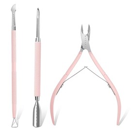 Makartt Cuticle Nipper Set with Cuticle Remover & Trimmer 3 Pieces | Prof. Rosa Nagelhaut-Set aus Edelstahl. Inkl. Doppelend-Schieber & Schaber. Ideal für Saubere, Gepflegte Nägel