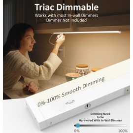 Leetdud LED Under Cabinet Lighting Hardwired or Plug in, 16 Inch 8W, Dimmable 5 Color 2700K/3000K/3500K/4000K/5000K, Linkable Eyes Care Design Counter Lights for Kitchen, Sink, ETL Listed, White