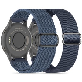 Wizvv 18 mm Braided Loop & Elastic Nylon Wristband, Compatible with Garmin Venu 3S/Venu 2S/Vivomove 3S/Vivoactive 4S, Stretchy Nylon Bracelet for Forerunner 255S/265S Men Women