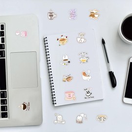 Tea Time Stickers for Laptop(50 Pcs),Gift for Kids Teens Adults Girl,Tea Waterproof Stickers for Water Bottle,Vinyl Stickers for Scrapbook,Journal,Dairy,Skateboard