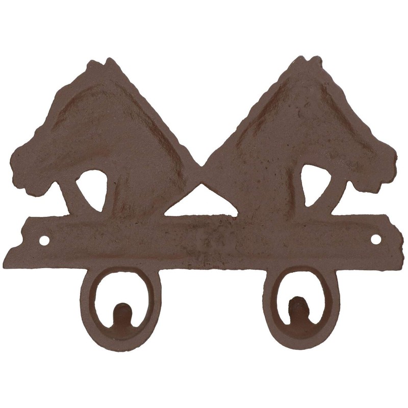 AB Tools Cast Iron Rustic Two Horse Coat Hook Home
