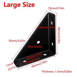 Corner Brackets 66mm x 66mm Triangle Corner Braces Connector Metal Shelf Brackets 90 Angle Furniture Connection Fixing for Cabinet Desk Bed (White)