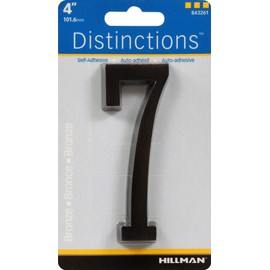 Distinctions by Hillman 843261 4-Inch Die Cast Self-Adhesive House Address Plaque, Aged Bronze, Number 7