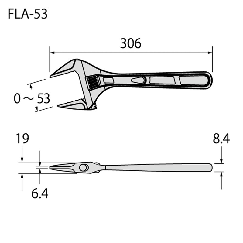 Fujiya Tools, FLA-53-F, Adjustable Wrench