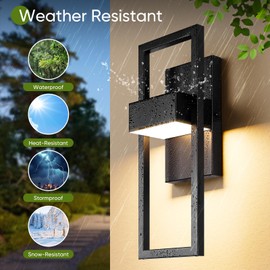 BesLowe 14.5” Modern Outdoor Wall Lights, 3000K LED Exterior Lighting Fixtures Wall Mounted, Porch Lights Outdoor Wall Sconce Lamps, Black Outdoor Lights for House Front Door Garage Patio, 2-Pack