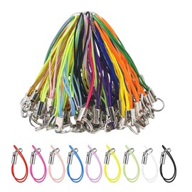Elandy 100PCS Lanyard Phone Ring Straps Detachable Charm Cords Cell Phone Split Ring Strap for Hanging Charms USB DIY Drive Keychain(Multi Color)