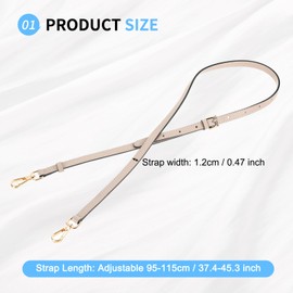 SUIKIHUM Bag Shoulder Strap, (37.4"-45.3" Adjustable Replacement Strap) Genuine Leather with Metal Gold Buckle for Women (Pink)