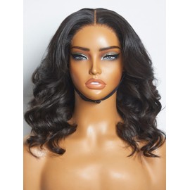 LUVME 16 Inches Ready to Go Glueless Wigs Human Hair Pre Plucked Pre Cut for Women 5x5 HD Lace Closure Wigs Human Hair 180% Density Loose Wave Lace Front Wigs