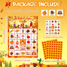 Shappy 39 Pcs Fall Bingo Game Cards Sets for Adults 28 Players Fall Festival Party Games Autumn Bingo Cards for School Classroom Family Activities Thanksgiving Party Supplies Decoration(Christian)