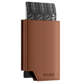 VULKIT Credit Card Holder RFID Blocking Leather Pop Up Card Wallet for Men Women with Banknote Compartment & Magnetic Closure