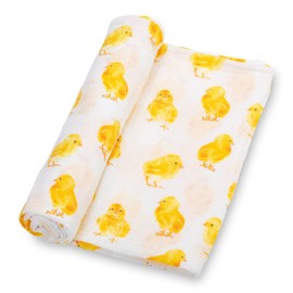 LollyBanks Swaddle Blanket | 100% Muslin Cotton | Gender Neutral Newborn and Baby Nursery Essentials for Girls and Boys, Registry | Chick and Bunny Rabbit 2 Pack