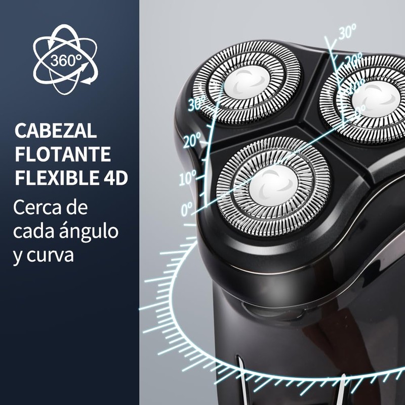 TicEaik Afeitadora Eléctrica,Pantalla LED inteligente Shaver,Totalmente Lavable,Recortadora Barba Multifuncional para