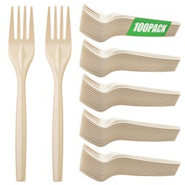Compostable Forks 150 Count Disposable Forks Cutlery Heavy-Duty Utensils for Birthday Party Supply