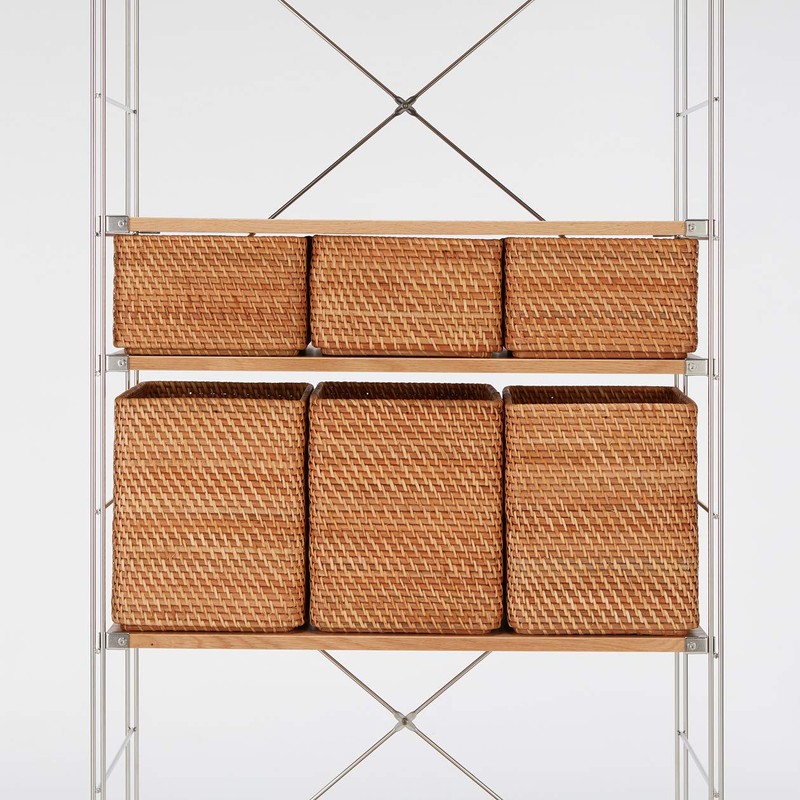 MUJI 47381306 Overlapping Rattan Rectangular Basket, Medium (V) Approx. Width