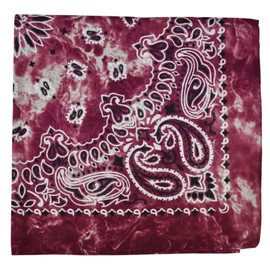 NYFASHION101 Unisex Double Sided Print Paisley Cotton Bandana Head Wrap Scarf, Burgundy Tie Dye, One Size