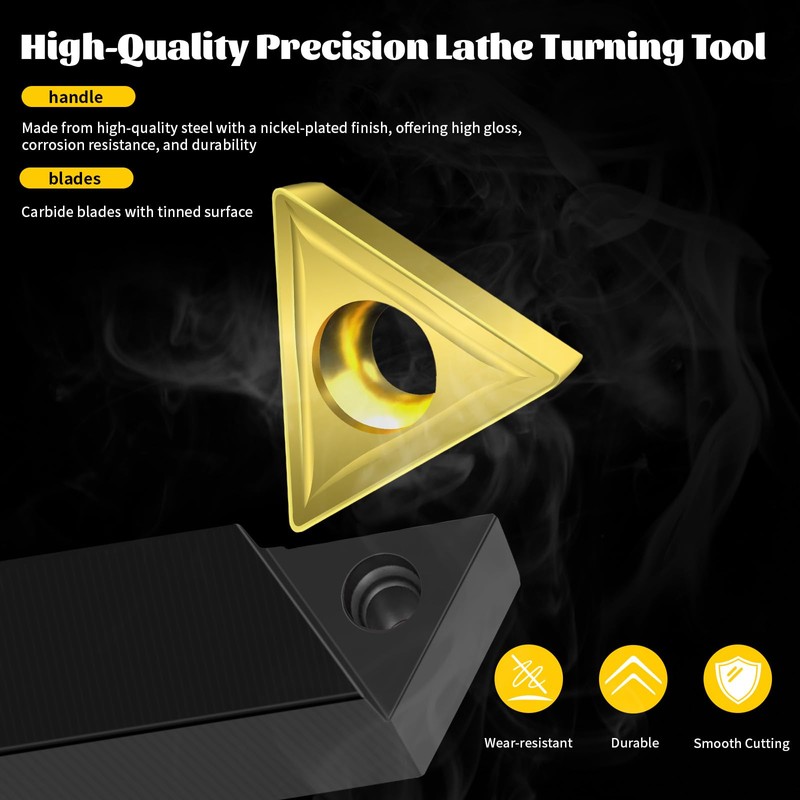 Metal Lathe Cutting Tools,5pcs 3/8'' Shank Carbide Metal Cutting Tool