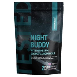 Night Buddy Magnesium Glycinate | with Chamomile, L-Theanine, Tart Cherry, Lemon Balm & Vitamin B6 | Night-Time Magnesium Supplement | 60 Vegan Capsules