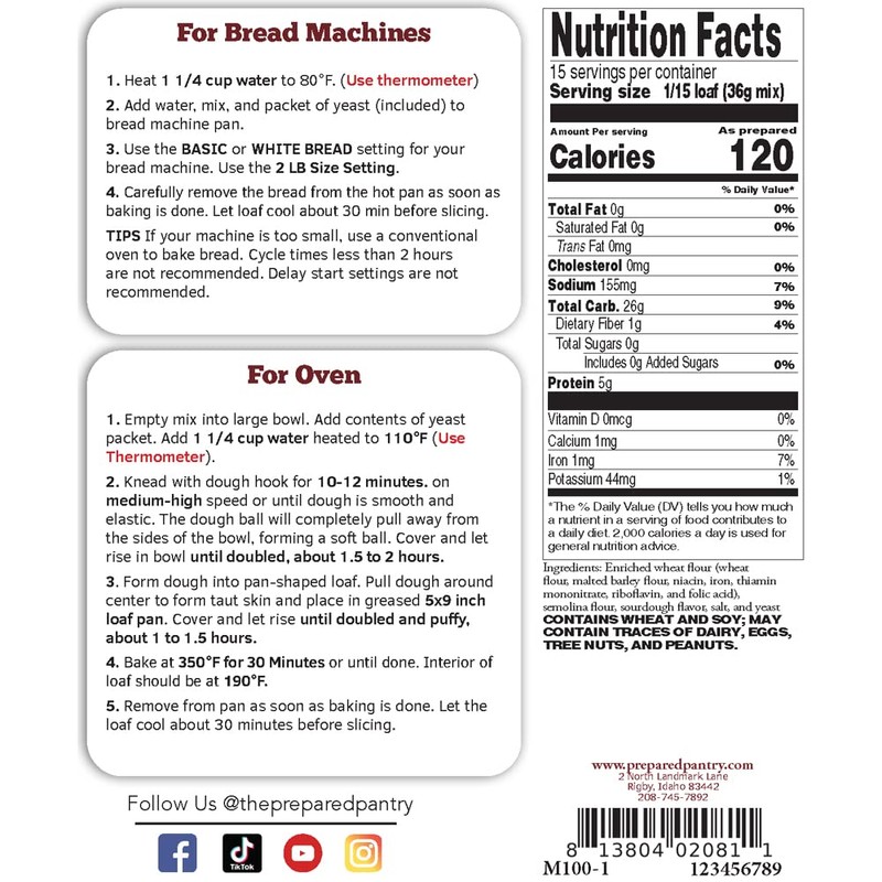 The Prepared Pantry Sourdough English Muffin Bread Mix; Single Pack;