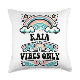 KAIA Vibes Only Cute Retro Girls KAIA Name Throw Pillow