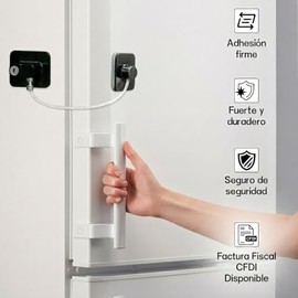 4 PCS Candado para Refrigerador, con 4 Llaves, Cerradura Autoadhesiva, No Requiere Perforación, Seguros para Puertas y Cajones Bebé, para Ventanas, Horno, Gabinetes