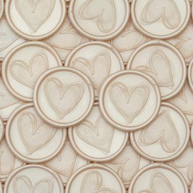 Poemluve 50 Stück Wachssiegel Selbstklebend mit Herz Mustern Rosa Wachssiegel zum Kleben Siegelaufkleber Hochzeit für Einladungen, Briefumschläge, Geschenke, Postkarten, Valentinstag, DIY (Rosa)
