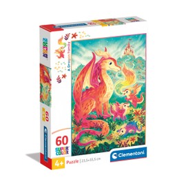 Clementoni 26600 Jigsaw Dragon Family 60 Pieces-Supercolor Children 4-6 Years, Cartoon, Gift for Boy/Girls, Puzzle for Kids, Made in Italy, Multicolor