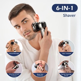 Electric Razor for Head,VoltPanther Head Shavers for Bald Men,Magnetic Detachable Bald Head Shaver,IPX7 Waterproof Wet Dry Razors for Men,LED Display Rechargeable 5D Rotary Shaver with Type C Charge