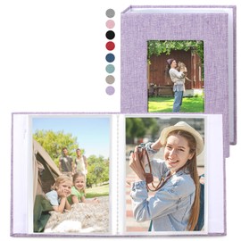 vivinin 2 Pack Photo Album 4x6, Linen Cover Photo Album, Small Photo Album Book for 36 Pockets Hold 72 Pictures, Picture Book for Photos Family Anniversaries Baby Vacations (Purple)
