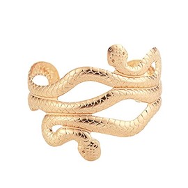 Caiyao Punk Viper Animal Serpent Swirl Snake Bangle Bracelet Gothic Open Adjustable Armlet Armband for Women Men Exaggerated Arm Cuff Personality Unisex Bar Party Jewelry-F gold-1